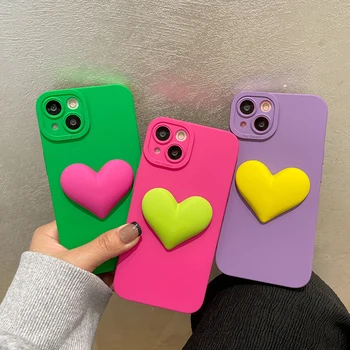 Силиконовый Чехол Для Телефона IND Big Love heart Для Xiaomi Redmi Note 12 Pro A1 Mi 11 Lite 11t 10T 13 12t Розово-зеленый розовый фиолетовый синий