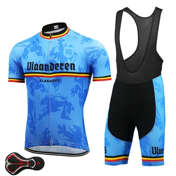 Синий комплект велосипедной майки Belgium Flanders ropa ciclismo hombre, велосипедная одежда, велошорты из джерси, гелевая прокладка, майо ciclismo
