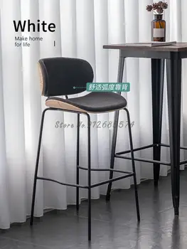 Скандинавские барные стулья Современный минималистичный Высокий стул для кафе Со спинкой Дизайнерский легкий Роскошный бытовой барный стул из массива дерева