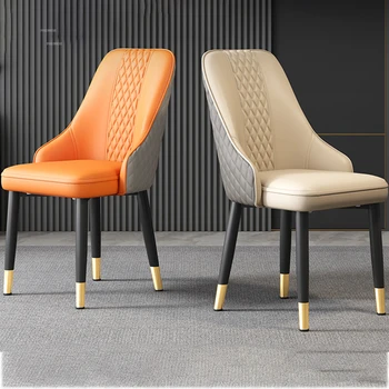 Скандинавские обеденные стулья из искусственной кожи, кухонная мебель, современный минималистичный обеденный стул со спинкой, дизайнерские стулья для отдыха для отеля