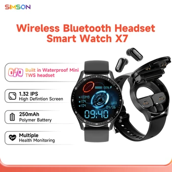 Смарт-часы 2 в 1 С Наушниками Smartwatch TWS Bluetooth Наушники Пульсометр Монитор Артериального Давления Спортивные Часы Фитнес-часы