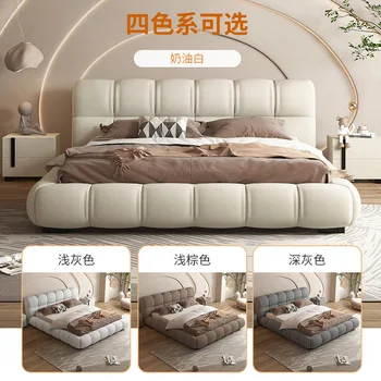 Современная и контрактированная кровать cream puffs с ветрозащитной тканью art bed в итальянском минималистичном стиле главная спальня с двуспальной кроватью (1,8) М wabi-sa