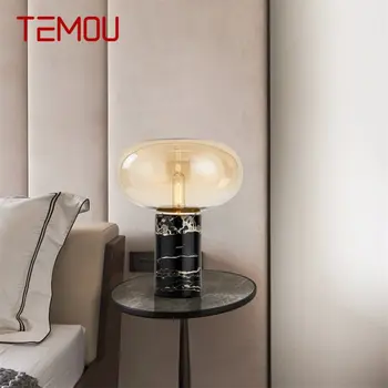 Современная прикроватная настольная лампа TEMOU Мраморная настольная лампа E27 LED Home Decorative для фойе гостиной Офиса