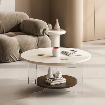 Современный акриловый стол для дома, мебель для гостиной, Диванные тумбочки, Простые Домашние Круглые журнальные столики для маленькой квартиры