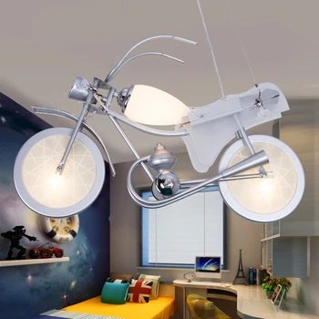 Современный креативный подвесной светильник на мотоцикле, люстры для детской комнаты, декор спальни, Люстра для мальчиков и девочек, Детское потолочное светодиодное освещение