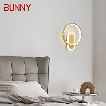 Современный светодиодный светильник BUNNY из золотой латуни, 3 цвета, просто роскошный креативный медный светильник-бра для декора спальни у прохода