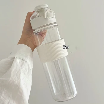 Спортивная бутылка для воды на открытом воздухе, Соломенная чашка, Пластиковый чайник Большой емкости, Прямые Бутылки для питьевой воды, Студенческие Портативные чашки для напитков