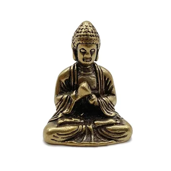 Статуя Будды Шакьямуни Ручной работы из латуни Скульптура Будды Фэншуй Статуэтка для медитации Миниатюрный Домашний декор Креативный подарок