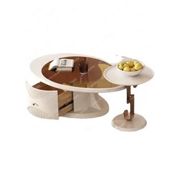 Стеклянный журнальный столик Современный простой круглый чайный столик комбинированный гостиная Дом маленькая квартира французская прихожая Люкс
