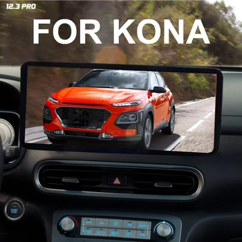 Стереосистема с 12,3-дюймовым IPS экраном для HYUNDAI KONA 2018 2019 Android 13 CarPlay Навигация Мультимедийный видеоплеер 128 ГБ ПЗУ