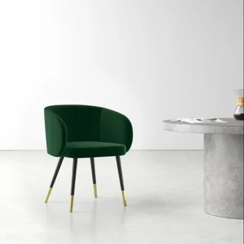 Столовая мебель для ресторана Nordic На металлических ножках в современном стиле, обеденные стулья с бархатной обивкой и подлокотником