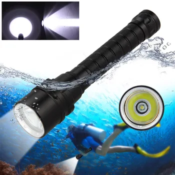 Супер яркий фонарик для дайвинга СВЕТОДИОДНЫЙ подводный 100-метровый профессиональный фонарь для дайвинга с белым светом Питание фонаря от батареи 2шт 18650