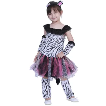 Тематическая вечеринка с животными-зебрами для девочек, нарядные детские костюмы для косплея на Хэллоуин, карнавальный костюм для ролевых игр, комбинезон