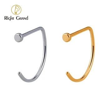 Титан ASTM F136 класса Right Grand Implant 18 г 20 г Зеркальная полировка D Образное кольцо для носа Кликер для пирсинга ноздрей
