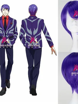 Токийский гуль Шуу Цукияма косплей Парик Короткий Прямой Фиолетовый цвет Аниме Косплей парик для волос костюмы + шапочка для парика