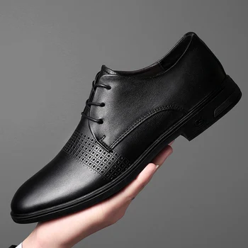 Тренд 2022 года, мужская повседневная кожаная офисная обувь для отдыха, мужские деловые туфли на плоской подошве, Дышащее свадебное платье, Официальная социальная обувь