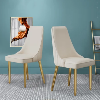 Туалетный столик Мягкий Обеденный стул Кухня из натуральной кожи для патио Прозрачный Обеденный стул Nordic Modern Металлическая мебель Cadeiras Postmodern
