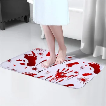 Ужасный кровавый след на Хэллоуин, коврик для входной двери, кровавый коврик для пола в ванной, противоскользящий впитывающий полиэфирный кровяной коврик для пола 70%