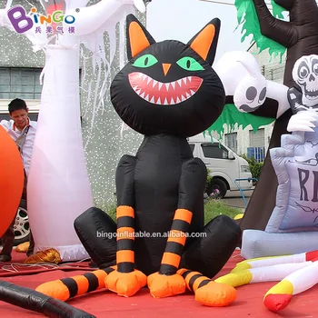 Украшение Хэллоуина высотой 2 м яркая Надувная черная кошка модели Halloween party use /надувная мультяшная игрушка black cat
