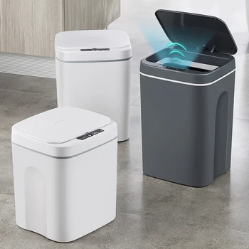 Умные мусорные баки, автоматическое сенсорное мусорное ведро для ванной, кухонное мусорное ведро со светодиодной подсветкой, интеллектуальное мусорное ведро для гостиной