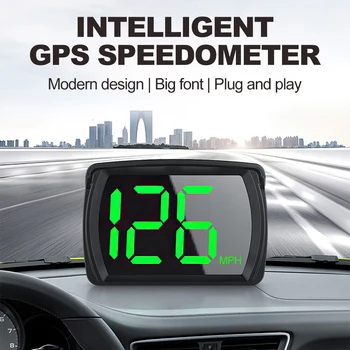 Универсальный автомобильный HUD-дисплей, цифровой GPS-спидометр, измеритель скорости, км/ч крупным шрифтом, для всех автомобильных аксессуаров Plug and Play.