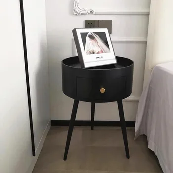 Установка Круглая прикроватная тумбочка с зарядным USB-разъемом, умный шкаф, Маленькая мобильная Минималистичная мебель для спальни, гостиной, дома