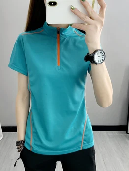 Футболки для пеших прогулок, Быстросохнущая спортивная футболка с блокировкой цвета, женская быстросохнущая одежда для бега с короткими рукавами