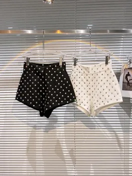 ХАЙ-СТРИТ, новейшие дизайнерские летние модные женские шорты 2023 года со стразами, украшенные бисером.