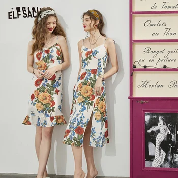 Шифоновые платья-комбинации с принтом ELFSACK, женское весеннее новое элегантное повседневное платье 2023