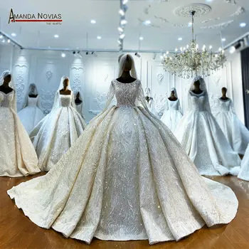 Элегантное свадебное платье с кружевным бисером, пышное бальное платье