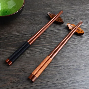 Японский Набор палочек для суши ручной работы из натурального каштанового дерева, Подарочный Набор для суши, китайская еда, Галстук-лента