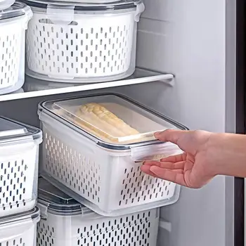 Ящик для хранения холодильника Органайзер для холодильника Коробки для свежих овощей И фруктов Сливная Корзина Контейнеры для хранения Кладовая Кухонный Органайзер